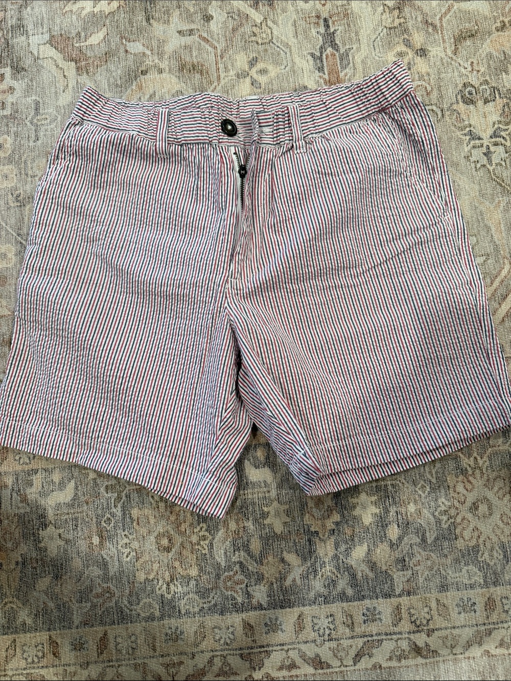 Chubbies Red and White Seersucker Stripe Shorts
